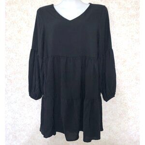 Black Long Sleeve Short Ruffled Dress‎ Size Medium Ruffle, Modest